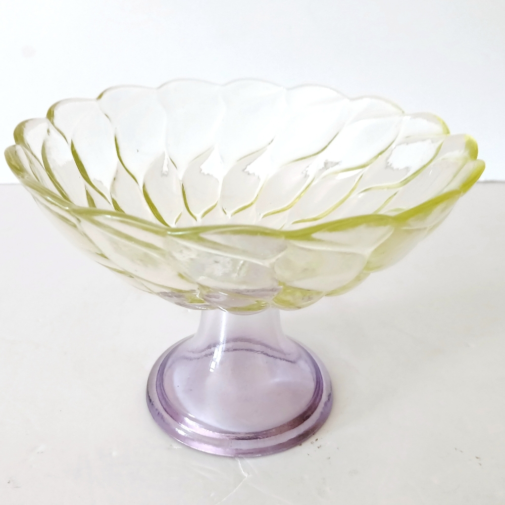 Vintage Turkish Glass Pedestal Bowl